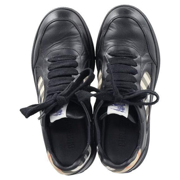 Burberry Check Terrace Sneakers in Black Leather - Picture 4 of 8